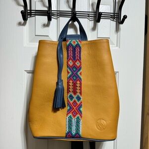 Cristina Orozco Artisanal Leather Backpack - Huichol Art Accent